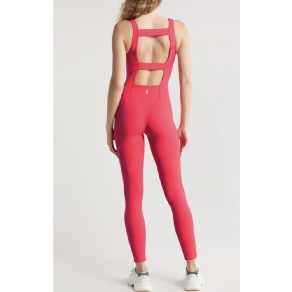 Free People Coral Never Better strappy back 1 piece jumpsuit, size XS.